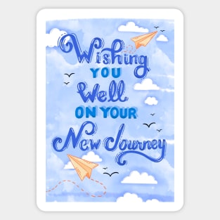 Wishing You Well on Your New Journey Farewell Greeting Card Sticker